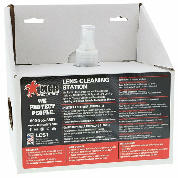 Mcr Safety Glasses, Lens Cleaning Station, 6PK LCS1